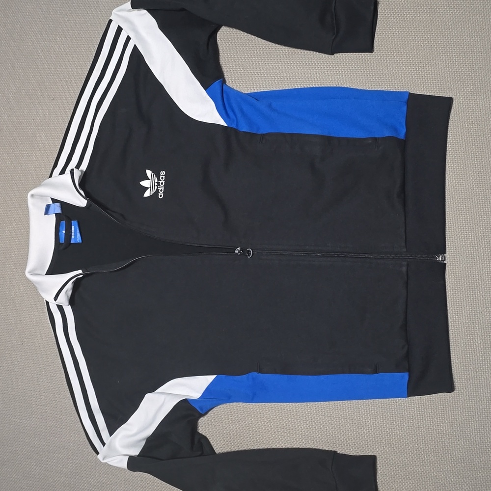 Adidas Track Jacket Youth Size Medium Black,Blue,White
